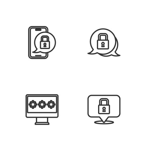 Set line lock monitor with password mobile vector image
