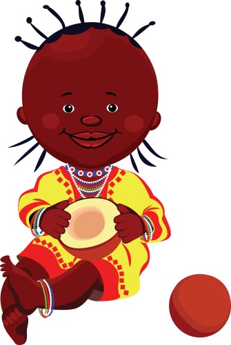Baby with coconut Vector Image