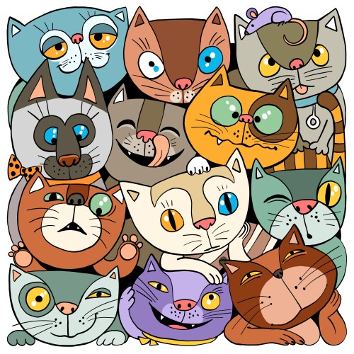 Pattern funny cats Vector Image