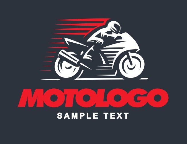 Sport Motorcycle Logo on Dark Background Vector Image