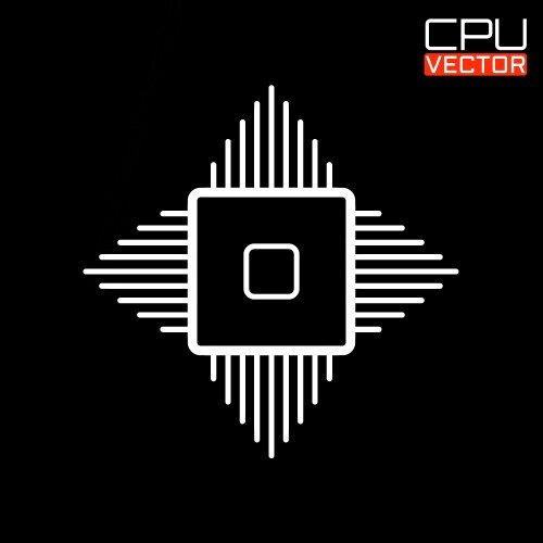 Cpu microprocessor microchip glow logo vektorbild