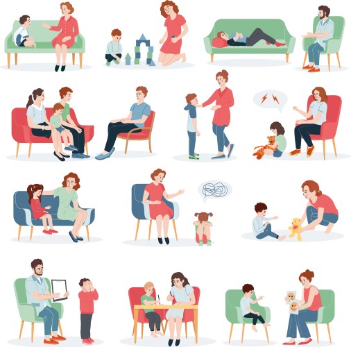 Bad behavior of children flat set Royalty Free Vector Image