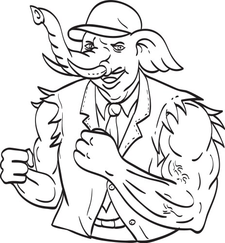 Elephant wearing baseball cap with ripped torn Vector Image