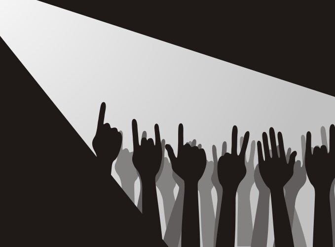 Large group of raising hands Vector Image