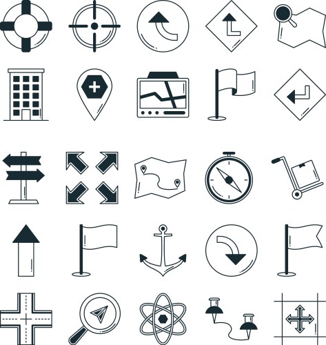 Map and navigation icons can be easily mod vector image