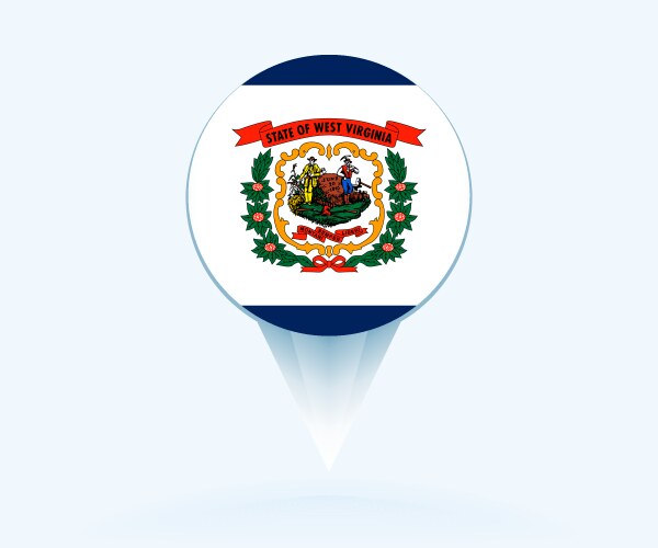 Map pointer with flag of west virginia vector image