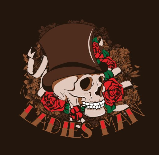 Vintage Skull Rose T-Shirt Vector Image