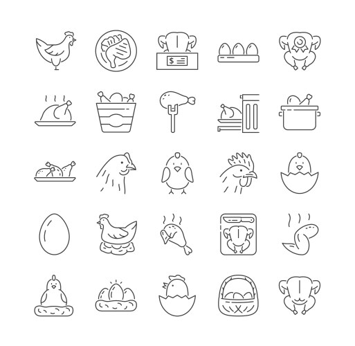 Collection chicken turkey and poultry icons Vector Image