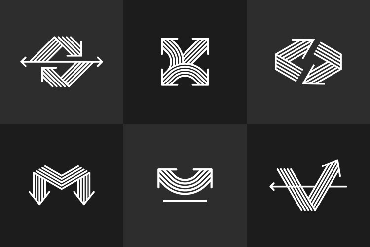 Arrow original logos set isolated pictogram Vector Image