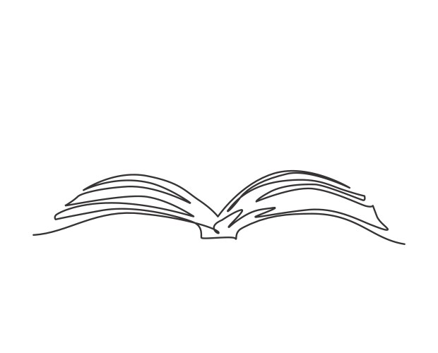 Single continuous line drawing of an open book Vector Image