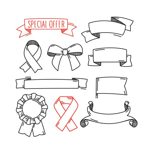 Different retro linear ribbons set ready for text vector image