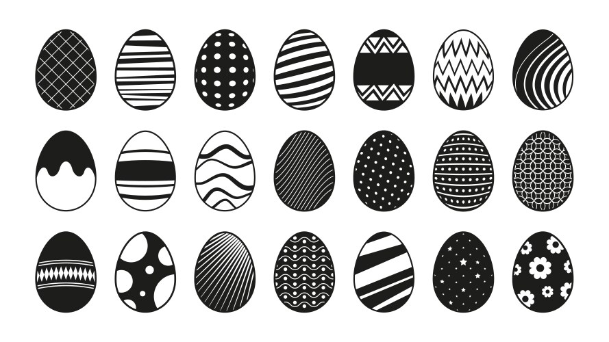 easter eggs black icons abstract decorative vector image