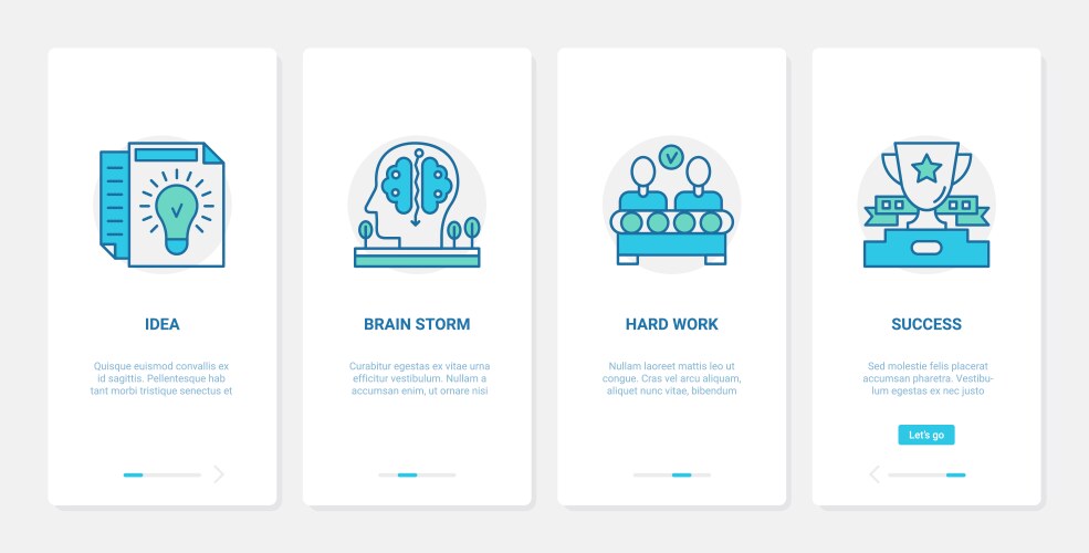 Success brainstorm business idea ux ui onboarding vector image