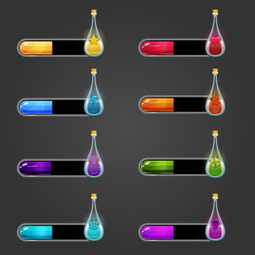 Set bar downloader with elixir bottles vector image