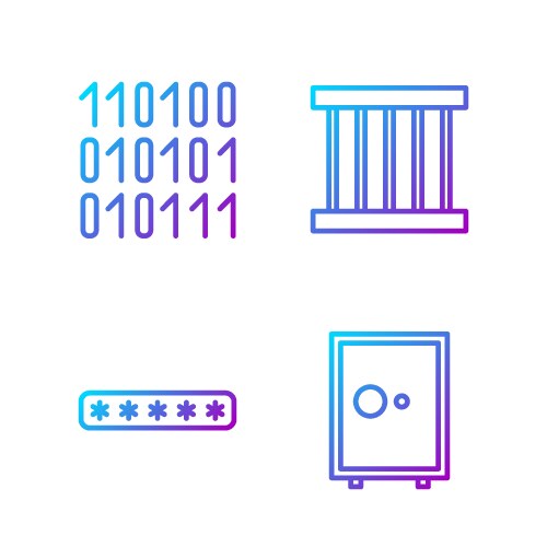 Set line safe password protection binary code vector image