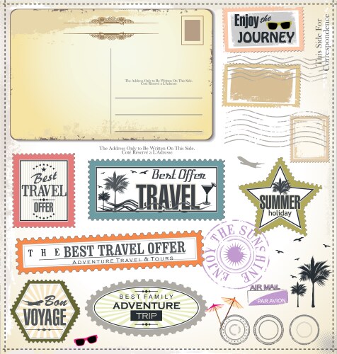 Summer vacation and travel labels Royalty Free Vector Image