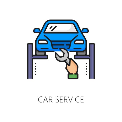 car service line icon dealership auto mechanics vector