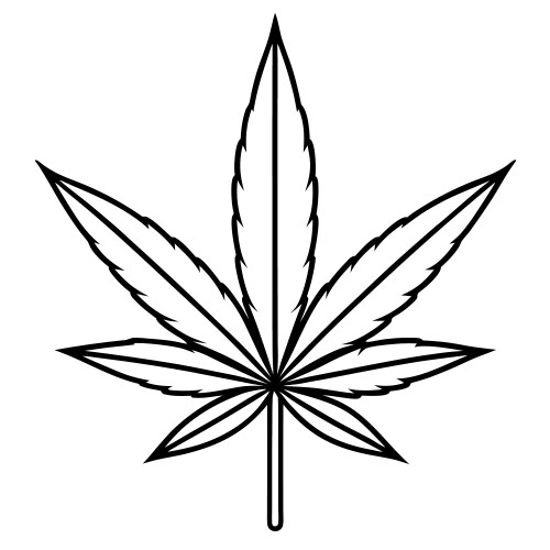 Simple Cannabis Leaf - Black & White – Free Vector | VectorStock