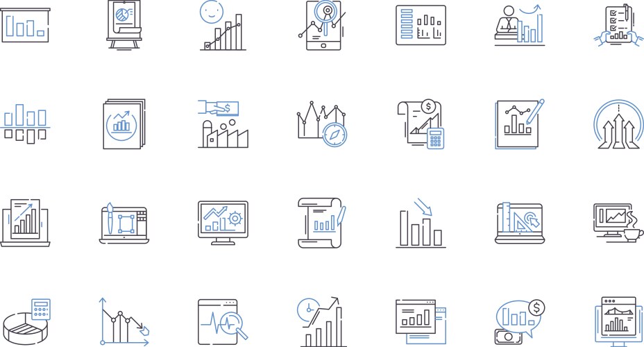 Tables grids line icons collection rows columns vector image