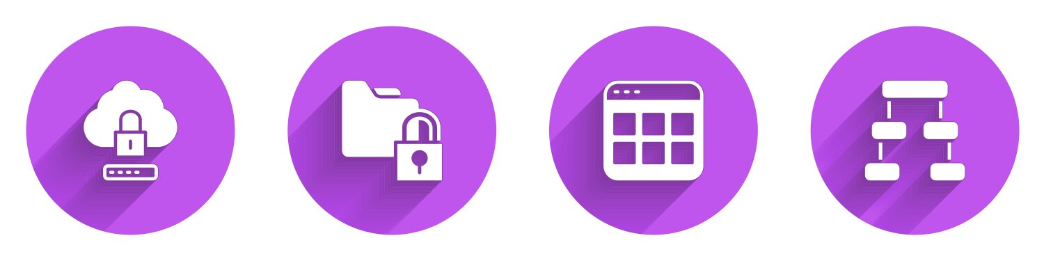 Set cloud computing lock folder and browser vector image