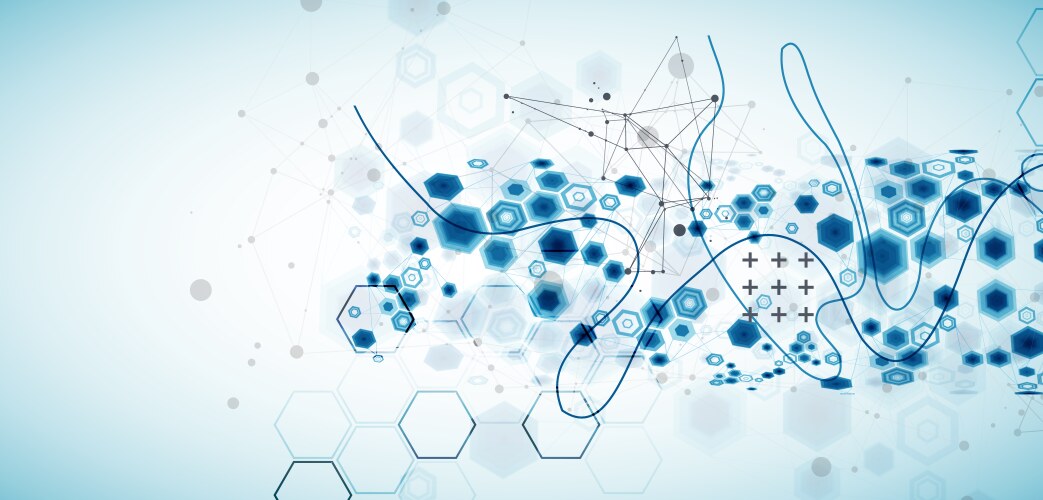 Abstract hexagon background with plexus effect vector image