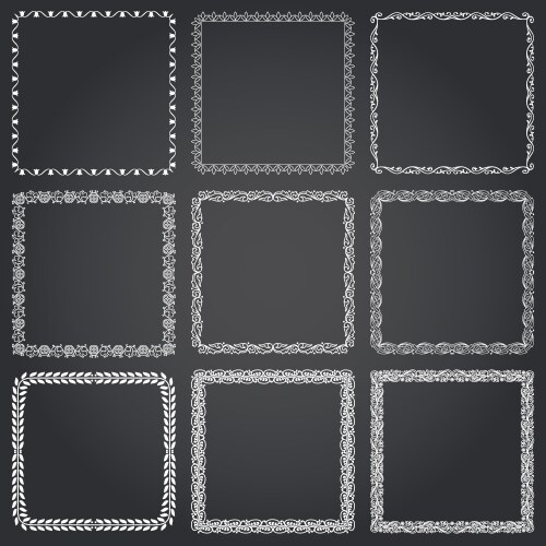 Decorative square frames and borders set 11 Vector Image
