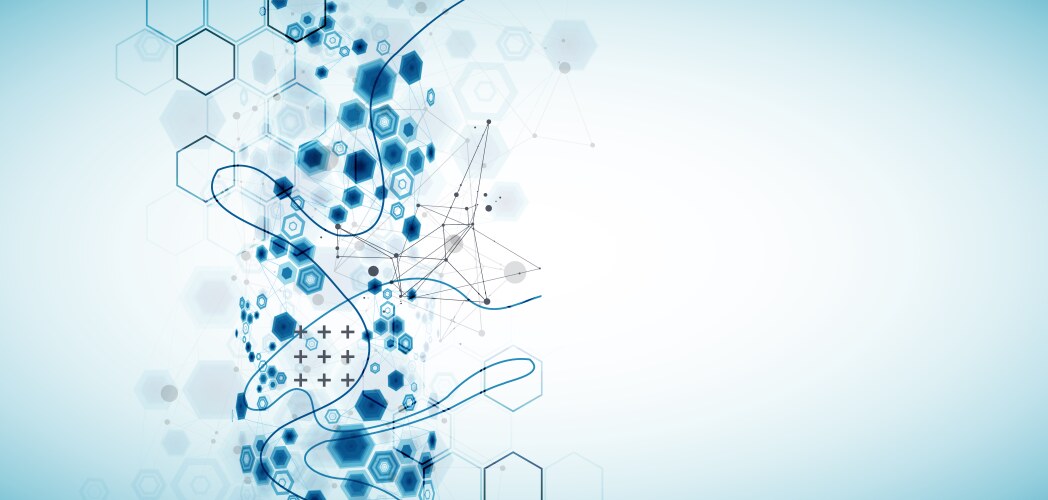 Abstract hexagon background with plexus effect vector image