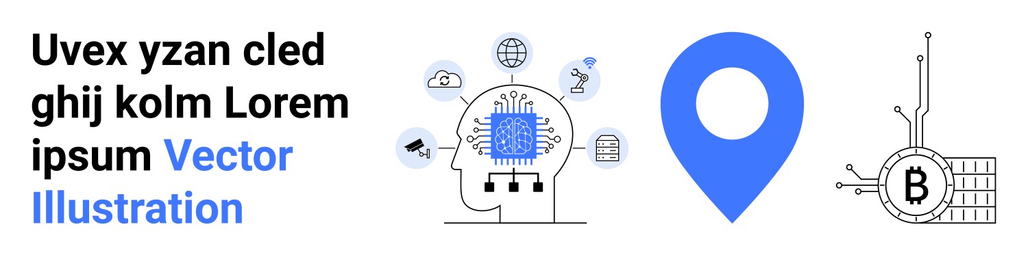 Ai integration geolocation blockchain symbols vector image