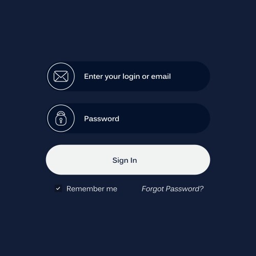 login form ui design for website and mobile apps vector