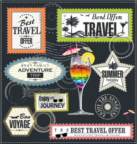 Summer vacation and travel labels Royalty Free Vector Image