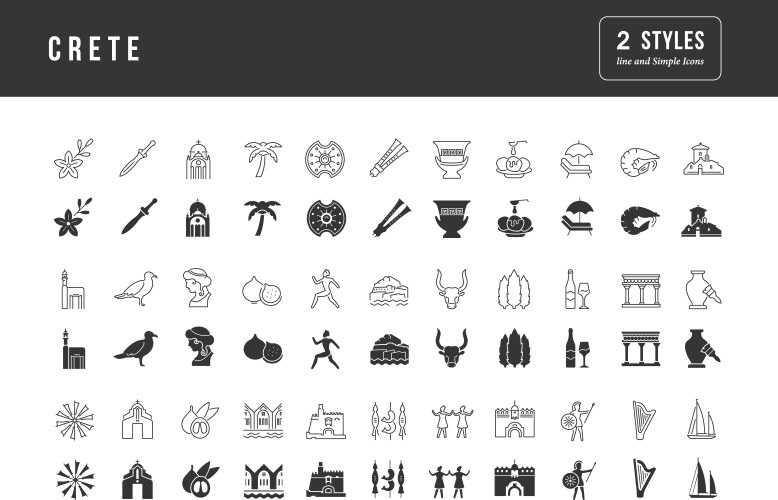 Set of simple icons crete vector image