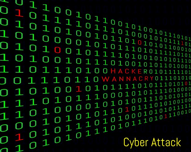 Binary code hacker and wanna cry text security vektorbild