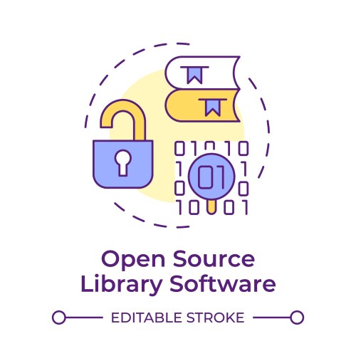 Open source library software multi color concept vector image