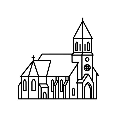 Gothic Church Line Drawing Vector Image