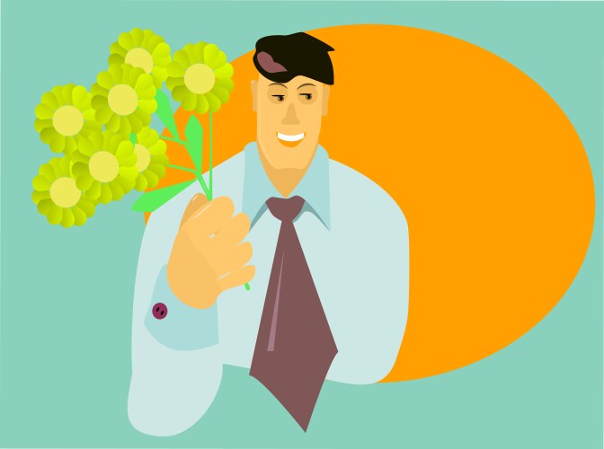 man in a suit with flowers vector image