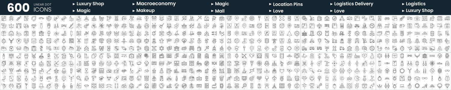 Set of 600 thin line icons in this bundle include vector image