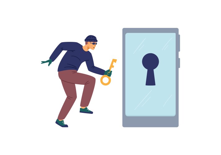 Hacker or internet scammer hacking security system vector image