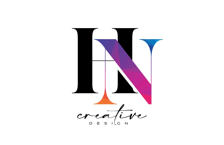 Hn letter design with creative cut and colorful Vector Image