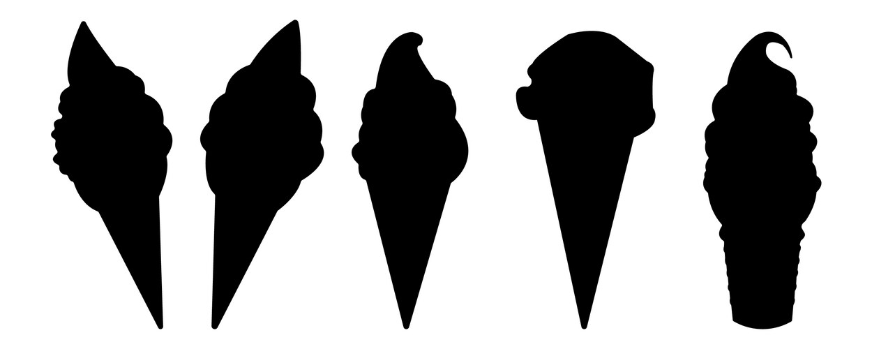 Ice cream black silhouette icons set Vector Image