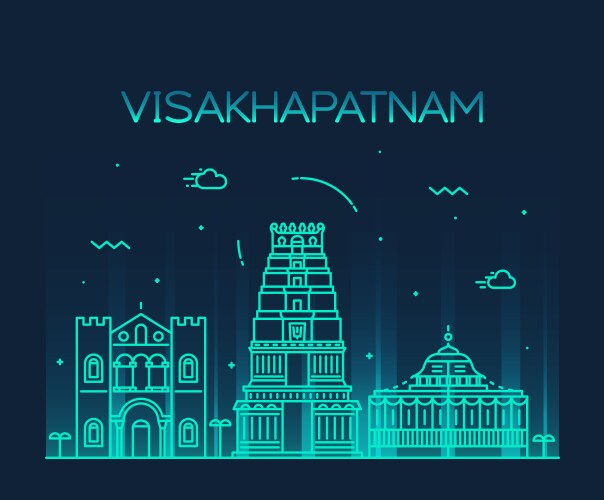 visakhapatnam skyline linear style vector image vector image