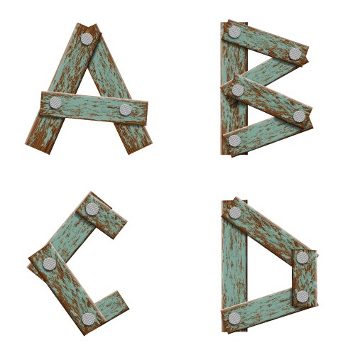 Letter d wood board font plank and nails alphabet Vector Image