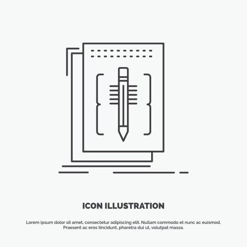 Code edit editor language program icon line gray vector image