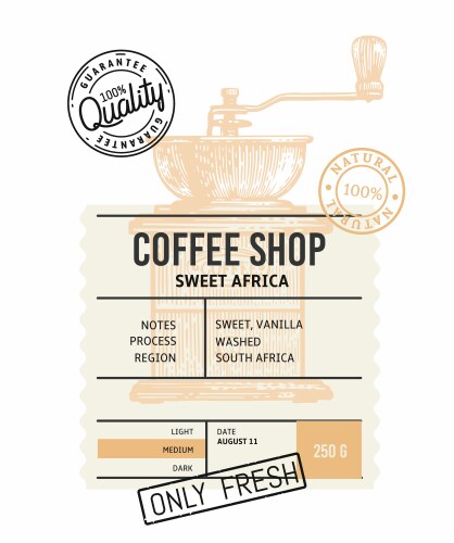 Coffee Package with Grinder - Retro Style Vector Image