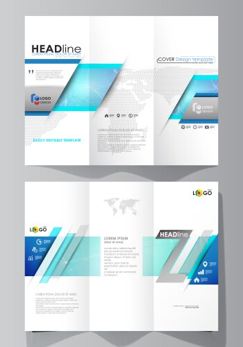 Tri-fold brochure business templates on both sides vector image