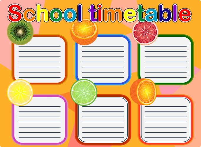 School timetable with multiplication table Vector Image