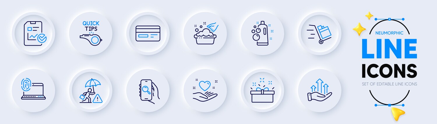 Report checklist push cart and tutorials line vector image