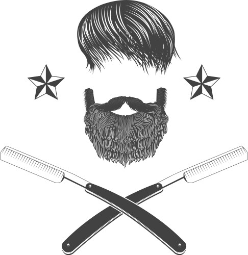 Skull with beard and two shaving blades t-shirt Vector Image