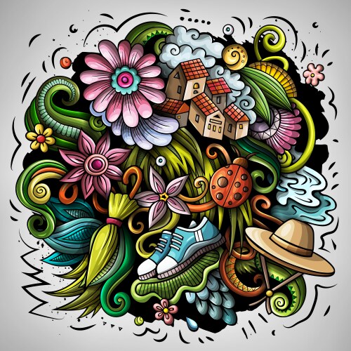 spring hand drawn cartoon doodle vector image