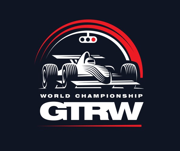 Racing Car Emblem - Dark Background Vector Image