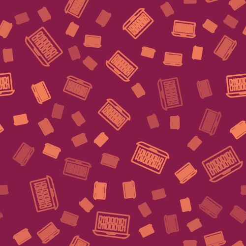 Brown line binary code icon isolated seamless vector image